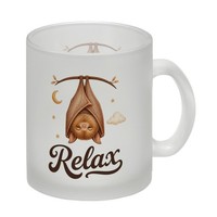 Glas Tasse Fledermaus Relax - Becher Mit Niedlichem Nachttier Mit Spruch: