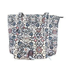 Vera Bradley Quilted Tote Bag and Turnlock Wallet Set Blue Floral Medallion
