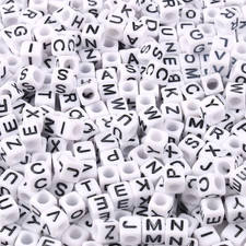 Acrylic Letter Beads Alphabet Black Letter White Cube Beads for Friendship Brace