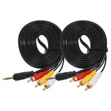 2 Pcs TRRS 3.5mm Male to Gold Plating 3RCA Jack 2.6M 2.8 Yd 3mm Audio Aux Cable