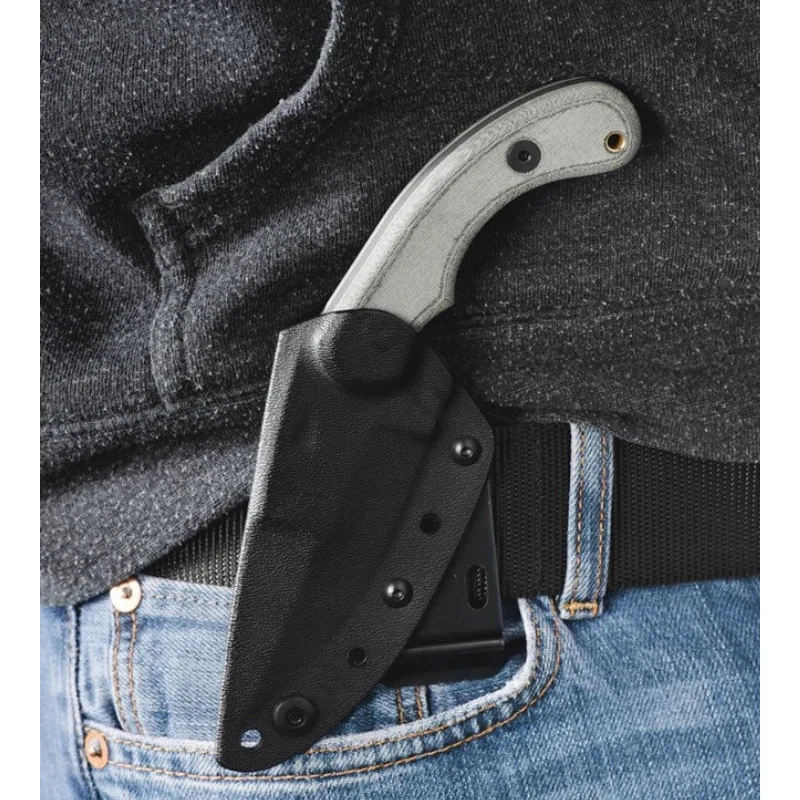 TOPS Felony Stop Fixed Knife 3.5" 1095 Steel Blade Black Linen Micarta Handle - Image 4 of 4