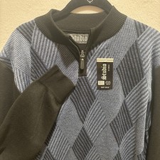 Vtg. Patterned Quarter Zip 90s Medium Sweater NWT Blue/Gray Geometric