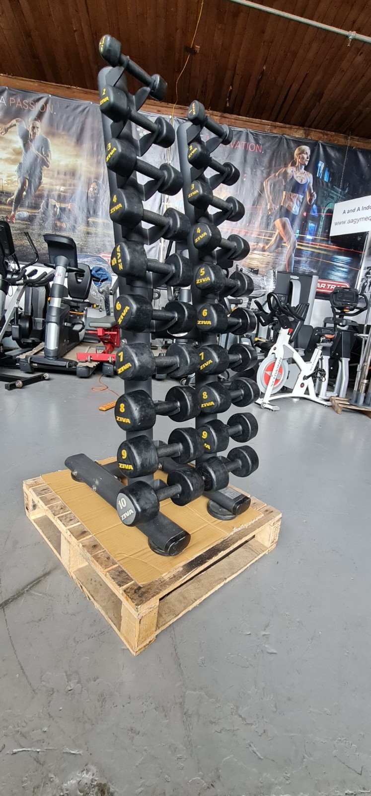 PARES de mancuernas/rack de goma Ziva Studio de 1 kg a 10 kg equipo de gimnasio comercial
