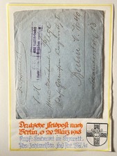 Deutsche Feldpost 22.3.18 Brief + Umschlag Zahlmeister Pfleger Berlin