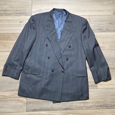 Hickey Freeman Mens Loro Piana Tasmanian Super 120 Wool Suit Coat 46 Reg Gray