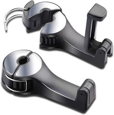 Car Headrest Hook with Phone Holder, Universal 360 Rotation Headrest Hooks for P