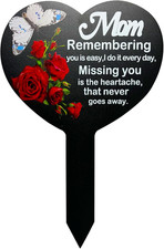 OZIO Heart Memorial Plaque Stake Sympathy Grave Markers Metal Grave Stake Decora