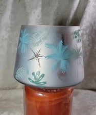 Yankee Candle Jar Shade J/S Mirror Glass BEACH DAY Star Fish Palm Trees Leaves