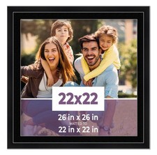 22x22 Frame Black With Black Picture Mat For 22x22 Photo - Black 26x26 Frame To