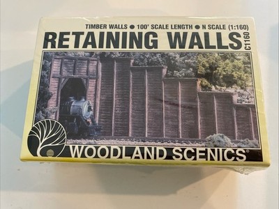 Woodland Scenics C1160 N Scale Timber Retaining Walls (6) Train Scenery New