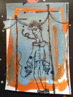ACEO art card “Smoke” Original Abstract Acrylic & Ink on Paper Painting Signed — photo 1