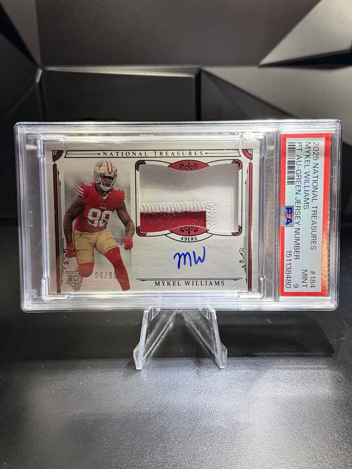 Panini 2025 National Treasures Mykel Williams RPA Auto Patch /98 #184 49ers view 1