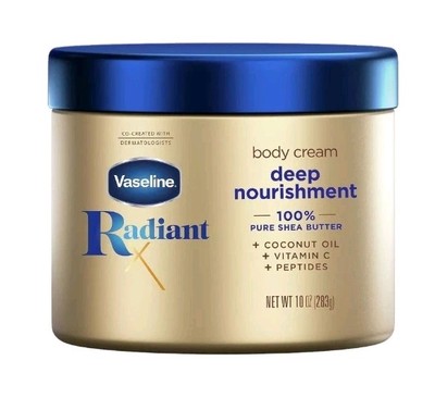 Vaseline Radiant X Deep Nourishment Body Cream 100% Pure Shea Butter Coconut 
