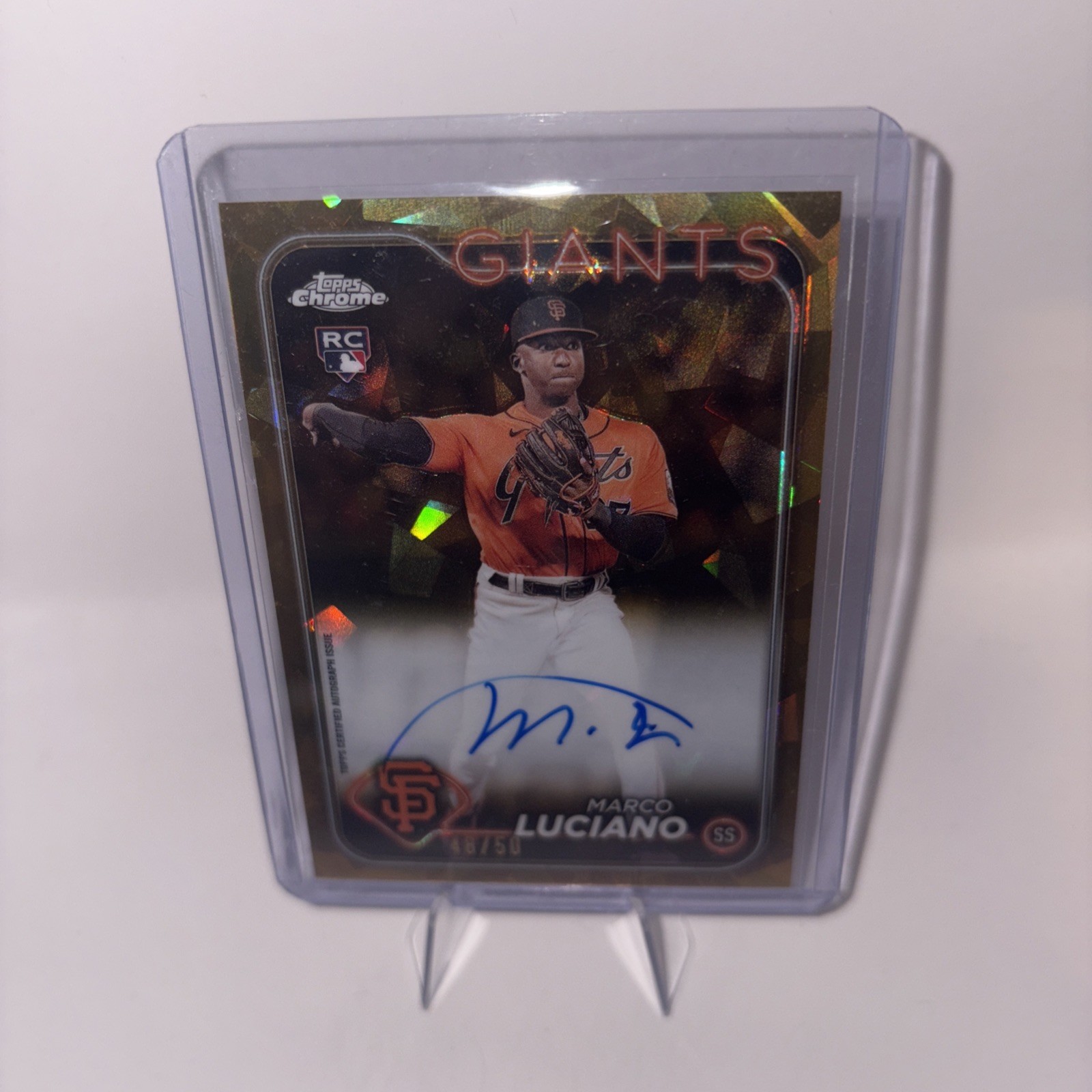 2024 Topps Chrome Sapphire Marco Luciano Auto RC Gold Refractor #/50