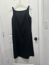 VTG GAP y2k 100% linen Black Sleeveless Midi Shift Dress