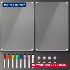 2 Pack 12'' 8'' Acrylic Magnetic Whiteboard for Fridge, Clear Dry Erase Menu Boa