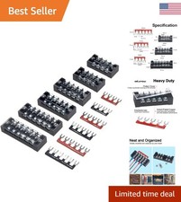 6-Piece Terminal Strip Set: 600V 25A Dual Row with Protective Covers for Wiring