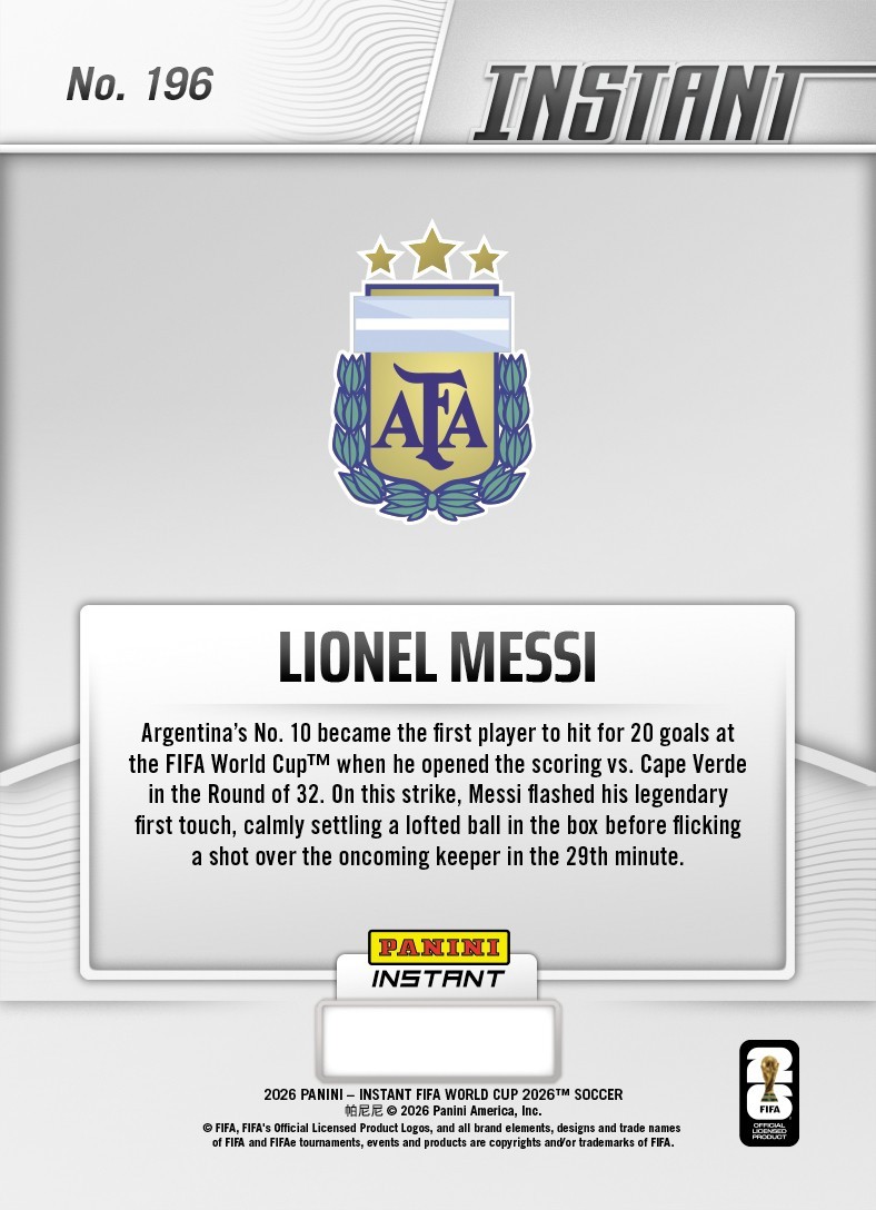 2026 Panini Instant FIFA World Cup #196 Lionel Messi Argentina PRESALE view 2