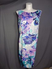 Eliza J Blue Plus Size 20W Floral Print Sheath Sleeveless Dress no belt