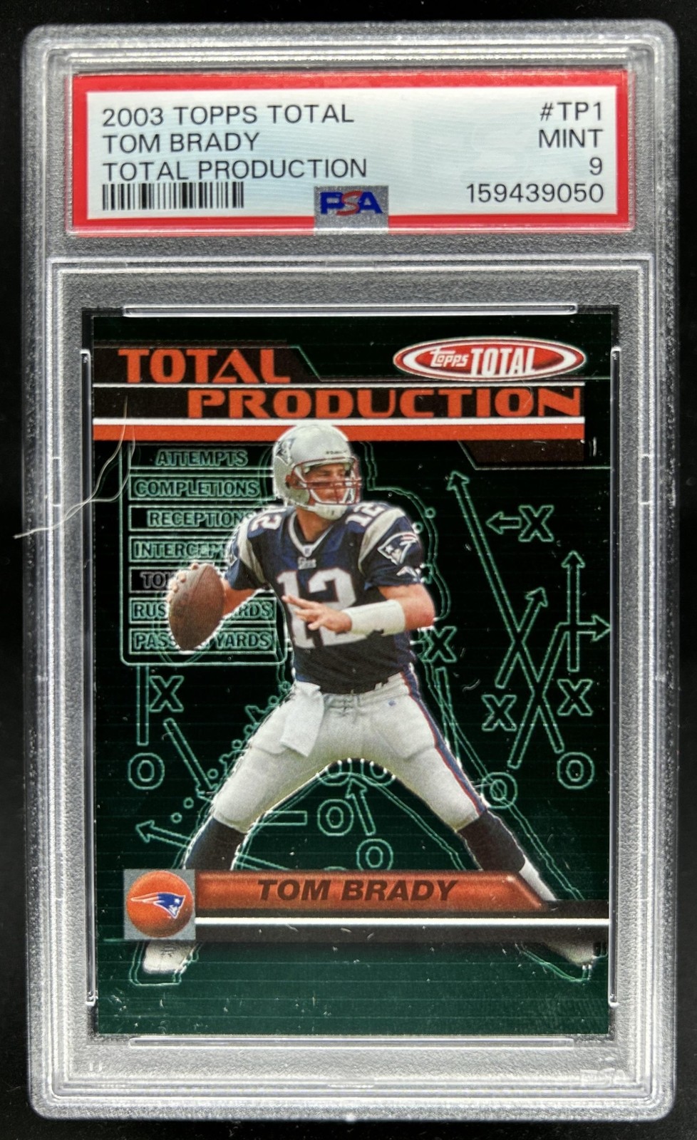 2003 Topps Total Tom Brady Production #TP1 Patriots PSA 9 view 1