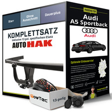 Für AUDI A5 Sportback Typ F5A, F5F Anhängerkupplung starr +eSatz 13pol 06.2016-