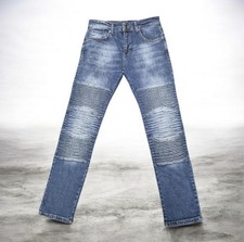 Georgio Peviani Men’s Stonewash Biker Jeans Ribbed Knees, Stretch Fit, Stylish 