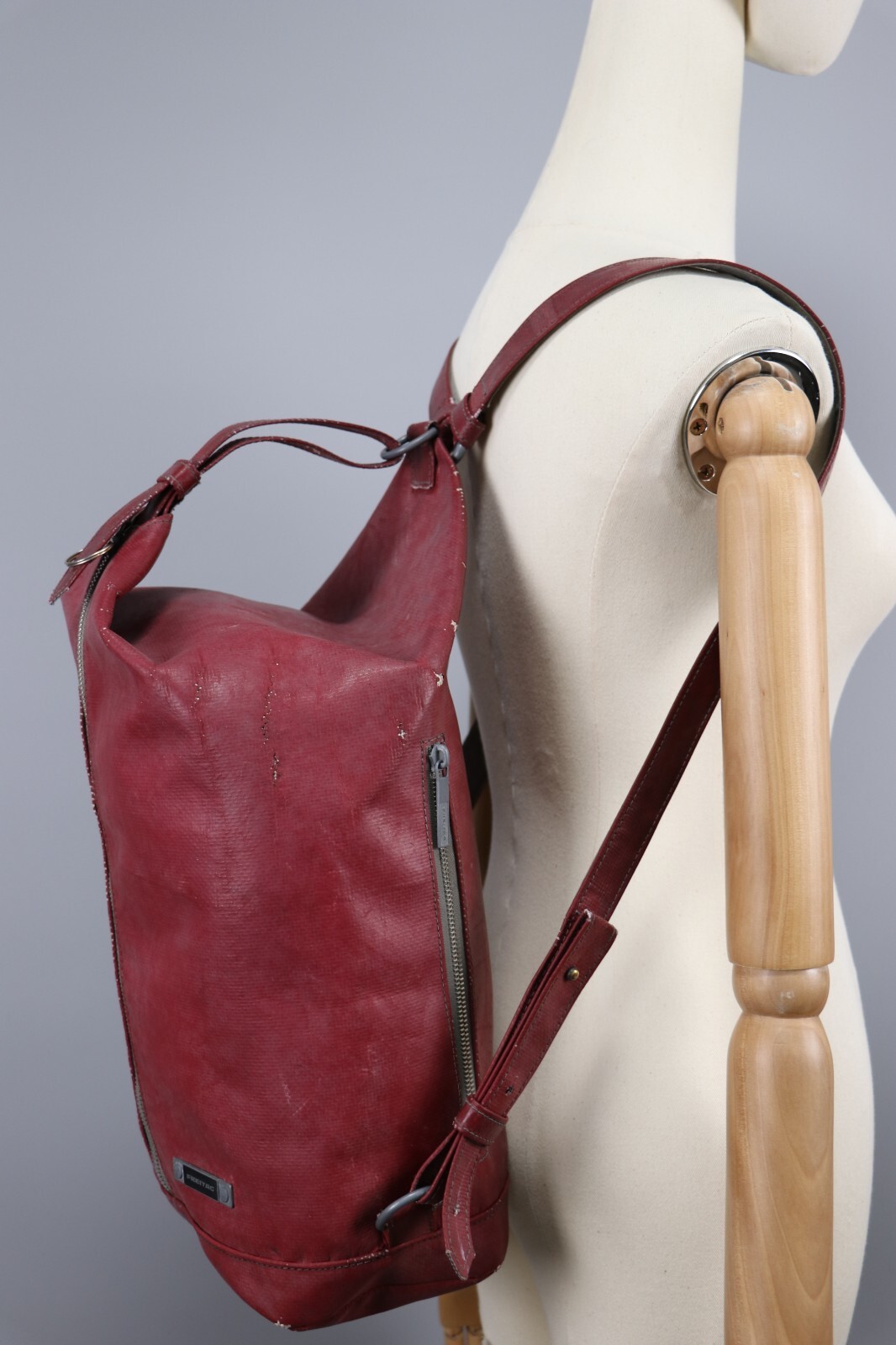 FREITAG R123 Woolf Burgundy Used PVC Back Pack Sholder Bag Size Medium image 3