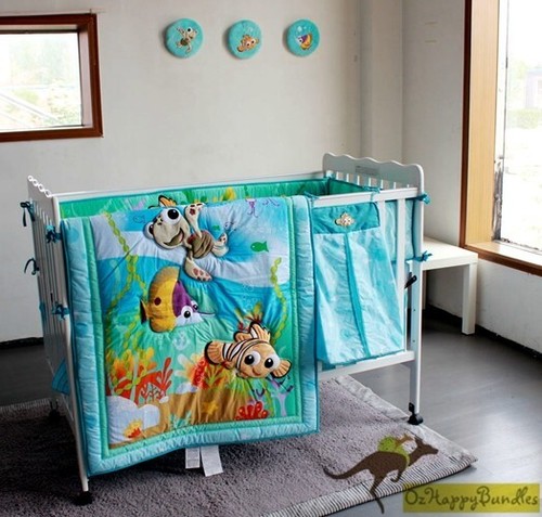 7 Pieces New Baby Boys Nemo Undersea Ocean Cotton Nursery Cot Sets - Picture 2 of 10