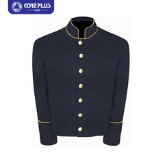 Civil War Men'Navy Blue Wool Shell Jacket -yellow Piping Trim, Authentic Design