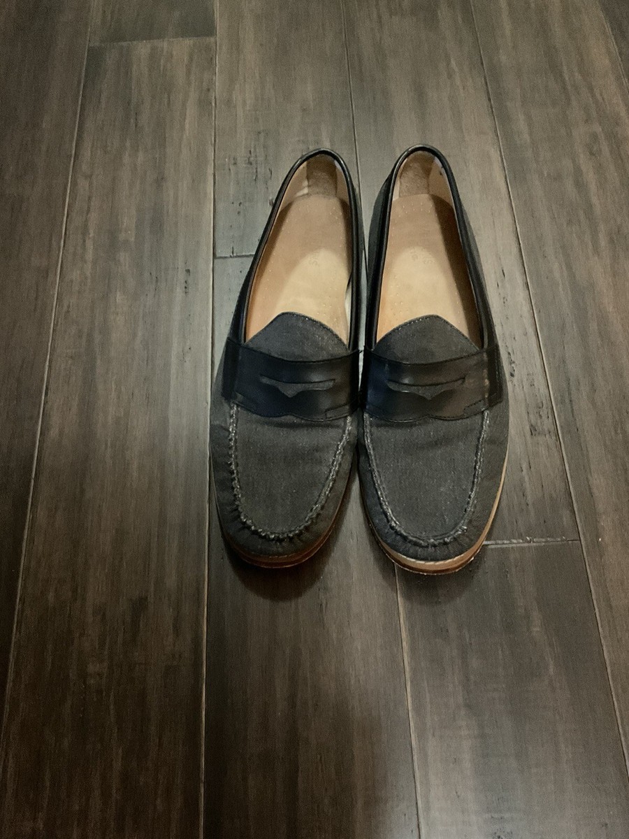Weejuns G.H. Bass & Co. Loafers Slip On Gray Canvas Leather  display picture 3