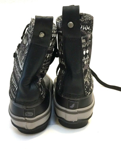 Women's Waterproof Black/Grey Lace-Up Rain Boots Size 10 Mane made material - Picture 4 of 8