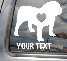 Bulldog Dog Heart Love - Bully Custom Text Car Window Vinyl Decal Sticker 01107