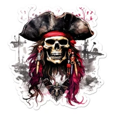 Pirate Ship Skull, Vinyl Decal Sticker, Indoor Outdoor, 3 Sizes, #11421