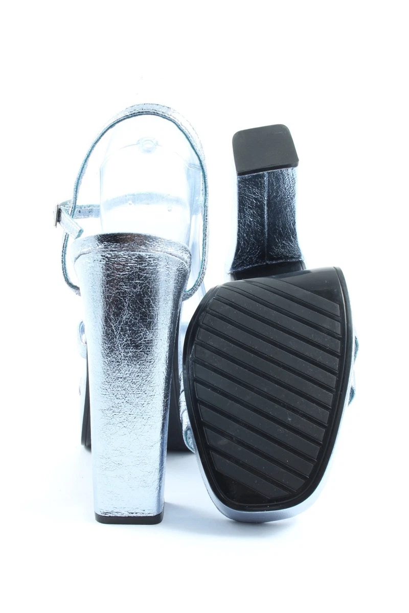 ZARA Sandales talon haut Dames T 41 argent style mouill eBay