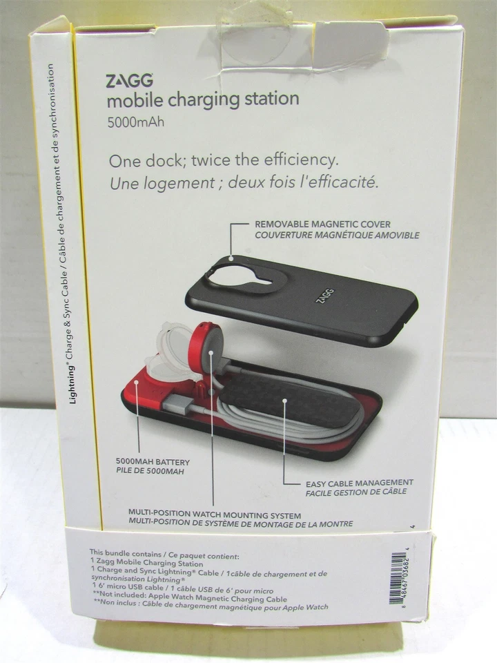 Estación de carga Zagg 5000 mAh para Apple iPhone/iWatch - Negra Foto 2 de 4