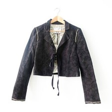 Zara Crop Blazer Small Black Cotton Jaqcuard 2023 Collection Limited NEW 169