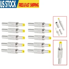 10pcs DC Power Jack 5.5mm x 2.5mm Male Plug Adapter Connector W/ Metal Handle US