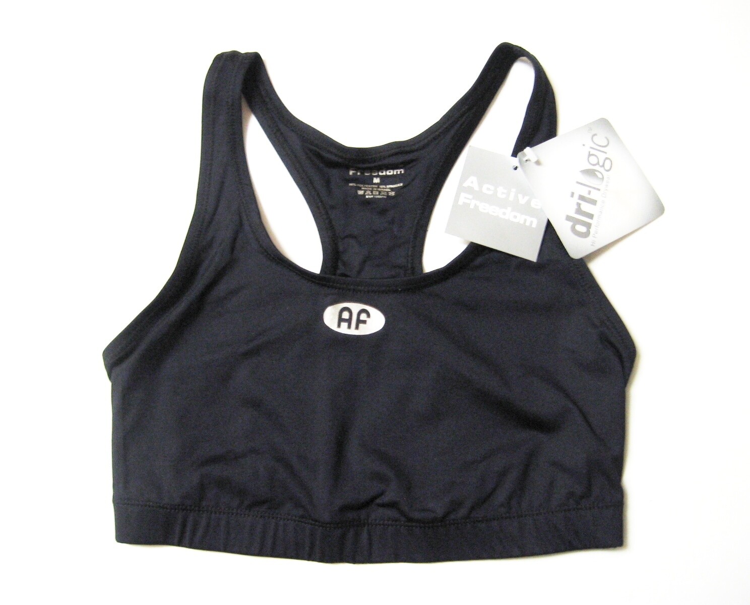 www.prominentresults.com :SB07 Active Freedom NEW AF1015 Black Dri-Logic Hi Performance Drywear Sports Bra