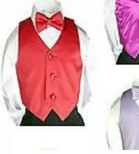 Leadertux Satin Vest And Bow Tie 2 Pc Set For 2to 3 T in bright Red color
