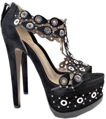 Alaia Platform Sandals Black Suede Eyelet-embellished Pumps Sz