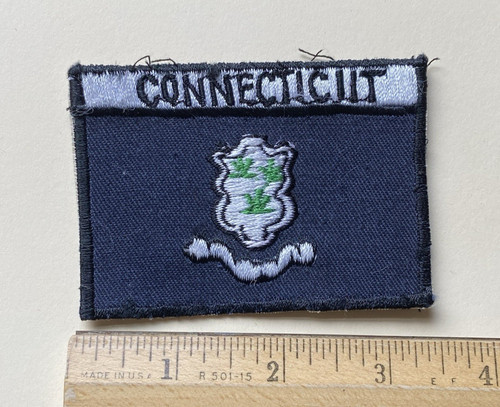 Vintage Connecticut State Flag Souvenir 3.5” long Embroidered Patch Badge