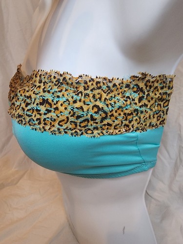 NEW! René Rofé Aqua Animal print Seamless Strapless Bralette Tube Top Bra - Picture 3 of 4