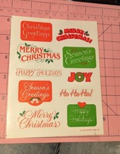 Vintage Hallmark Stickers Christmas Greetings Happy Holidays 1 sheet