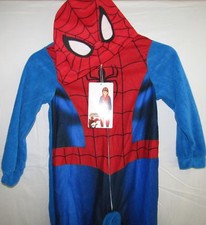 NEW ULTIMATE SPIDERMAN CHILDRENS BOYS ONE PIECE HOODED SLEEPWEAR SZ 6 8 10