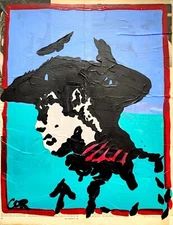 CORBELLIC EXPRESSIONISM 16X20 COWBOY WESTERN BLUE FINE ART HOME INTERIOR DESIGN