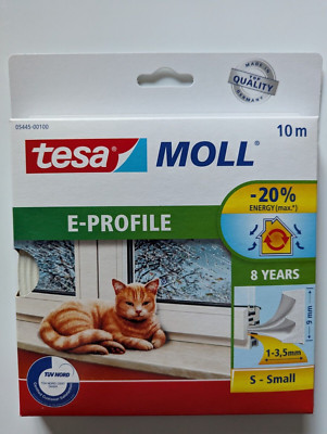  Dichtung tesamoll, 10m,  05445 E-Profil, selbstklebend, weiß, Fenster/ Türen