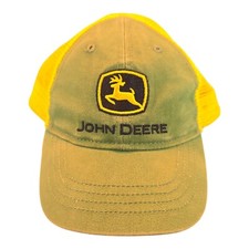Youth John Deere Trucker Hat Cap Mesh Snapback Adjustment Yellow Green