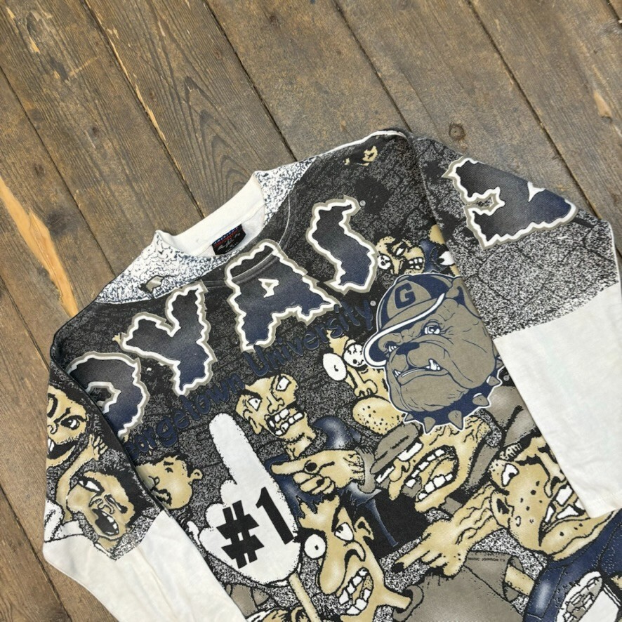 George Town T-Shirt Y2K Hoyas All Over Print Long Sleeve Tee, Multi, Mens Medium image 5