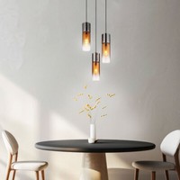 HäNgeleuchte Pendellampe Wohnzimmerlampe KüChenlampe 3 Flammig Glas H 150 Cm