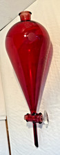 Pyrex, Kimble Red Ray-Sorb Glass 1000mL Squibb Funnel, PTFE Stopcock
